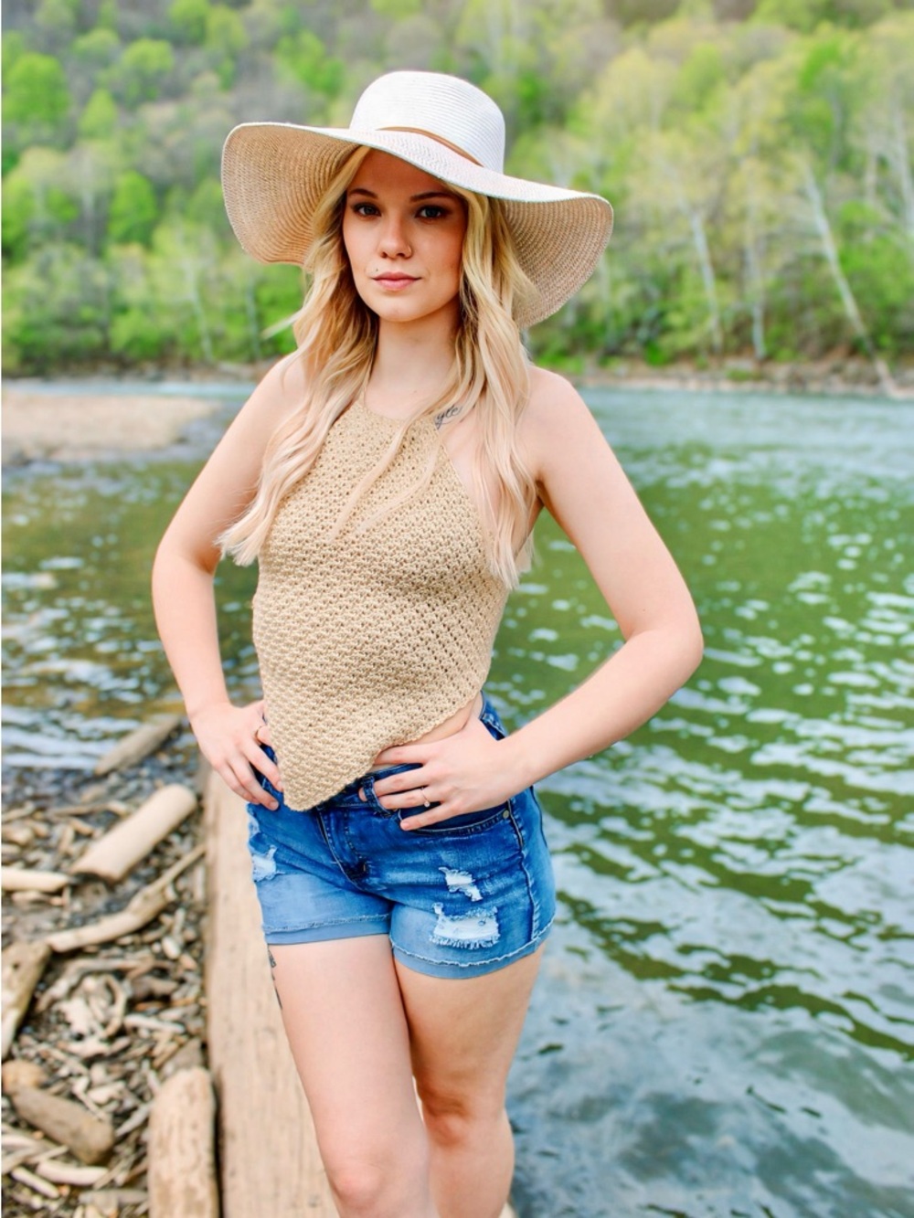 Tan Crochet bandana Top